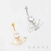 GOTHIC-STYLE BAT DANGLING BELLY BUTTON NAVEL RING 316L SURGICAL STEEL